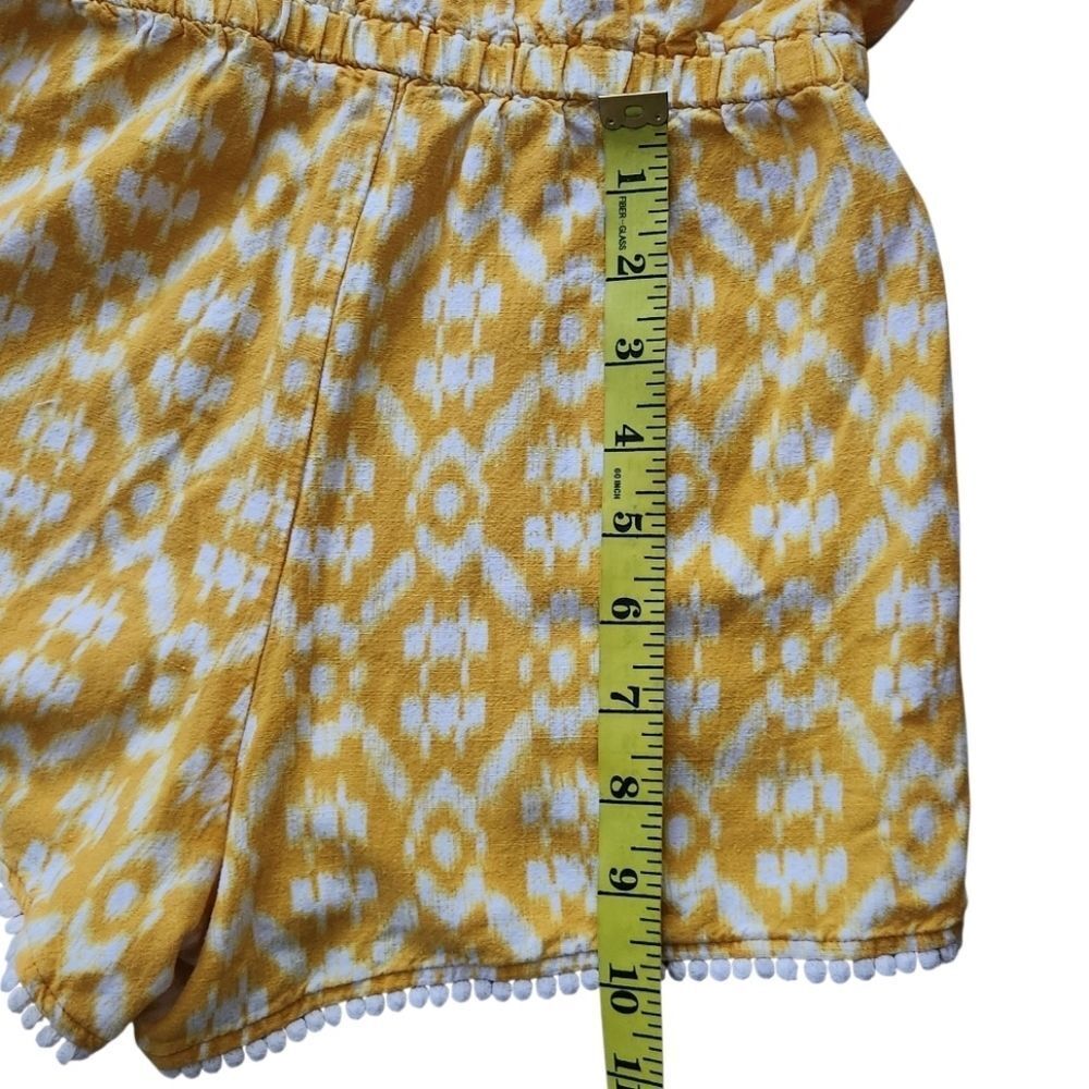 Old Navy Girls Pom-Pom Trim Yellow Cross-Back Strap Romper Sleeveless Size M (8) - Picture 10 of 11